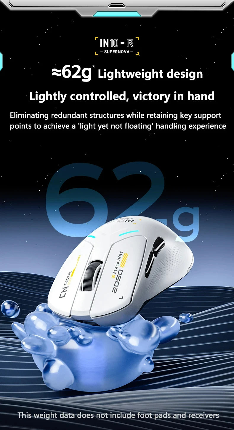 INPHIC IN10R Wireless Three-mode 8K Gaming Mouse PAW3395 Sensor Nano-scale Ice-feeling Coating 800mAh Lightweight Mouse