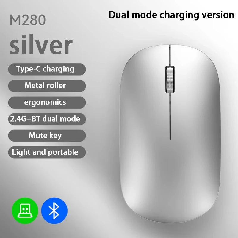 Xiaomi Bluetooth Wireless Mouse Dual Mode DPI Adjustable 2.4G Type-C Rechargeable Silent Ergonomic Morandi Portable Office Mouse