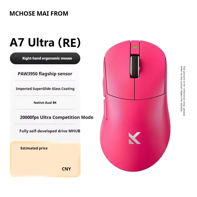 Mchose A7 Ultra RE Gaming Mouse Tri Mode Wireless Mouse 500mah Paw3950 Lightweight Ergonomic  42000 Dpi 8000hz For Pc Accessory