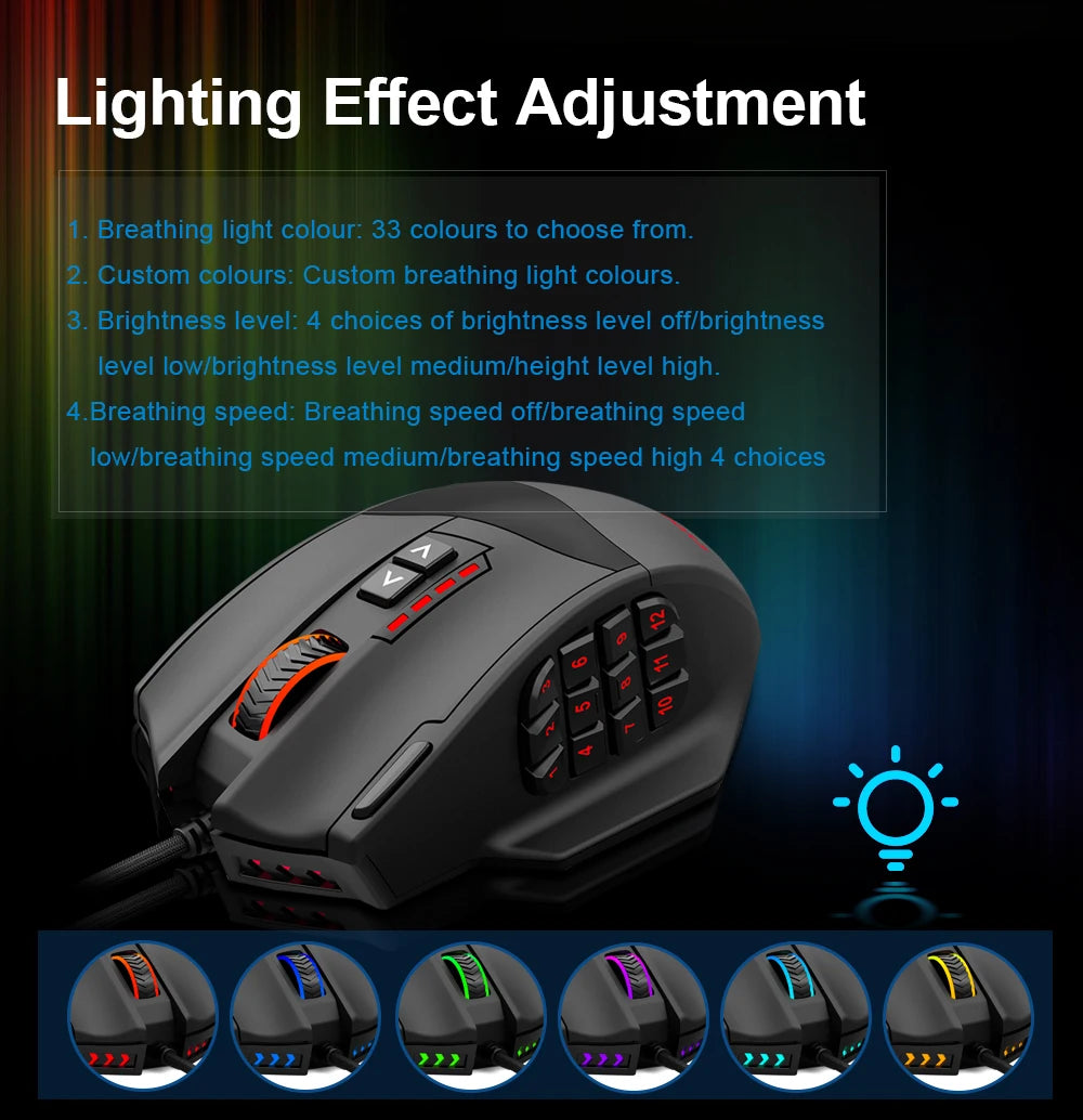 E-YOOSO X-39 USB Wired RGB Gaming Mouse 16400 DPI PAW3327 19 Buttons Programmable Game Optical Mice for Computer PC Laptop