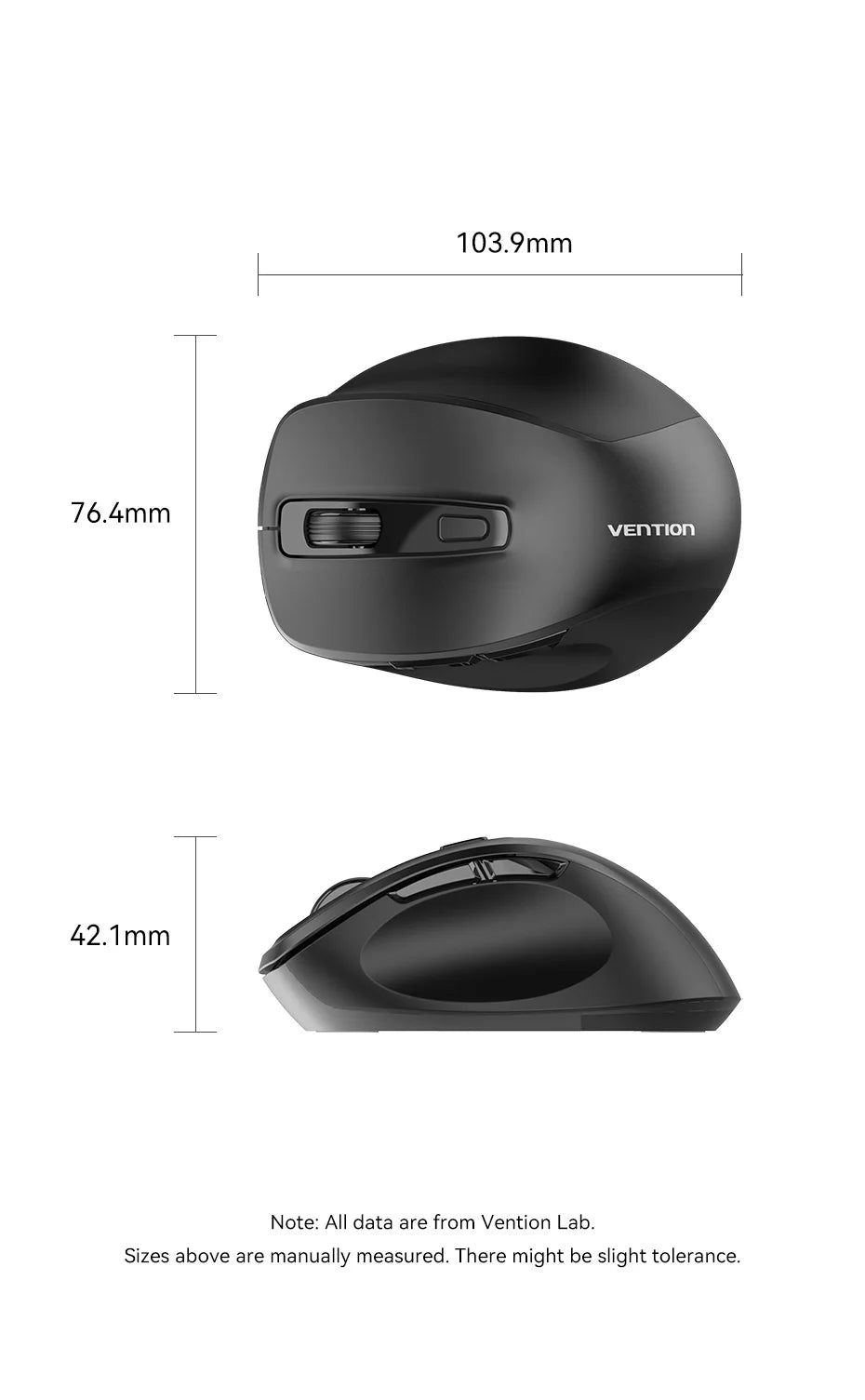 Vention Wireless Bluetooth 5.1 Mouse USB 2.4G Dual-Mode Ergonomic 4000 DPI 6 Buttons Mouse for MacBook Tablet Laptop PC Mice