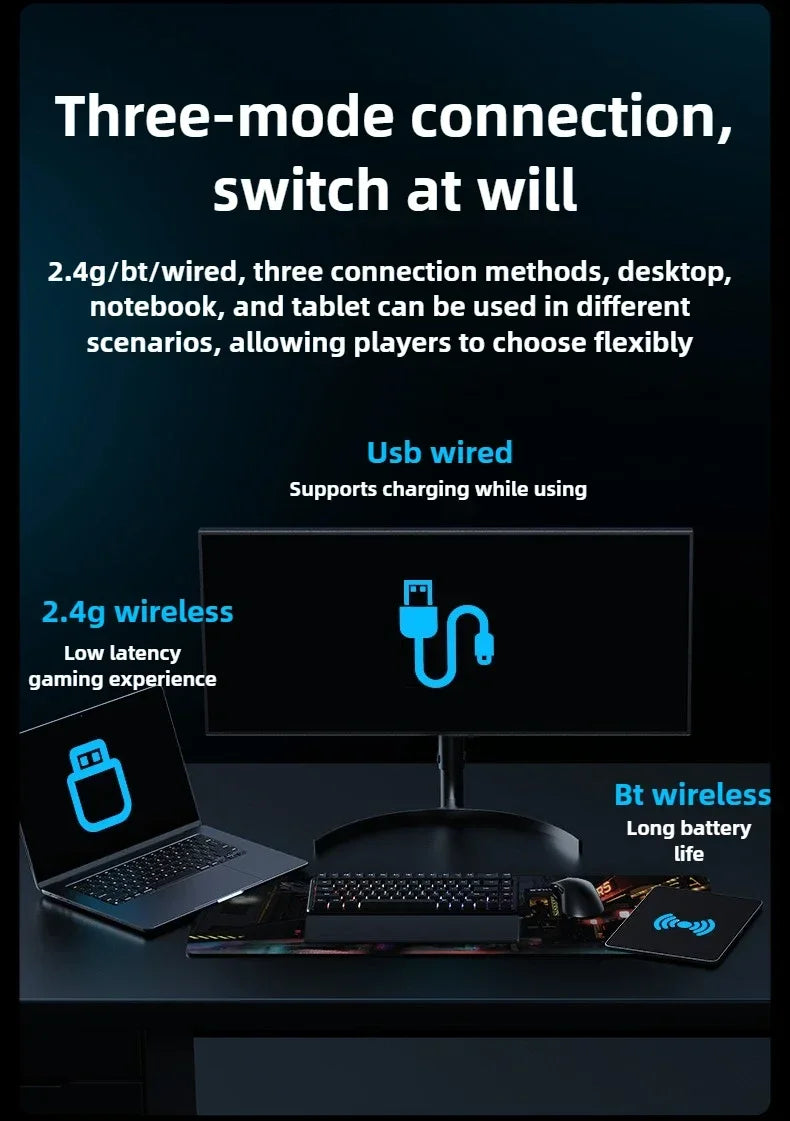 AJAZZ AJ179 V2 MAX Wireless Three Mode Right Hand Mouse PAW3311 12000DPI Macro Definition Low Latency Wired Gaming Mouse