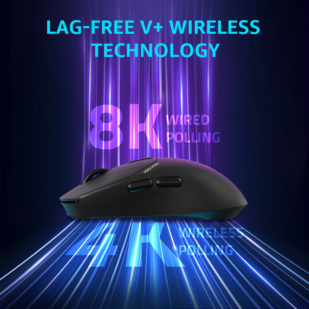 Rapoo VT1PRO/VT1PRO MAX Wireless Gaming Mouse 8KHz Polling Rate 26000 DPI Optical Sensor for Small/Medium Size Hands