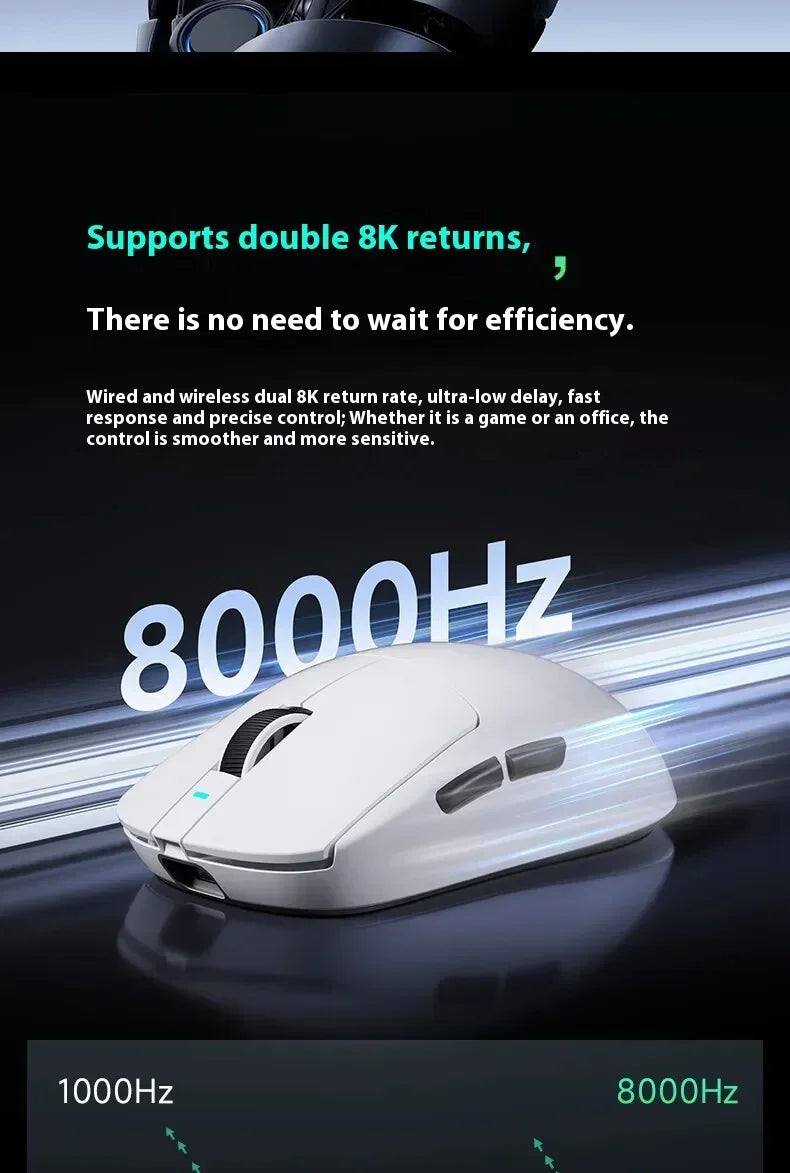 MCHOSE A7 Tri-mode 8k Gaming Mouse Wireless Bluetooth PAW3395 Mice Lightweight Low Delay Mice Laptop Office Custom Accessories