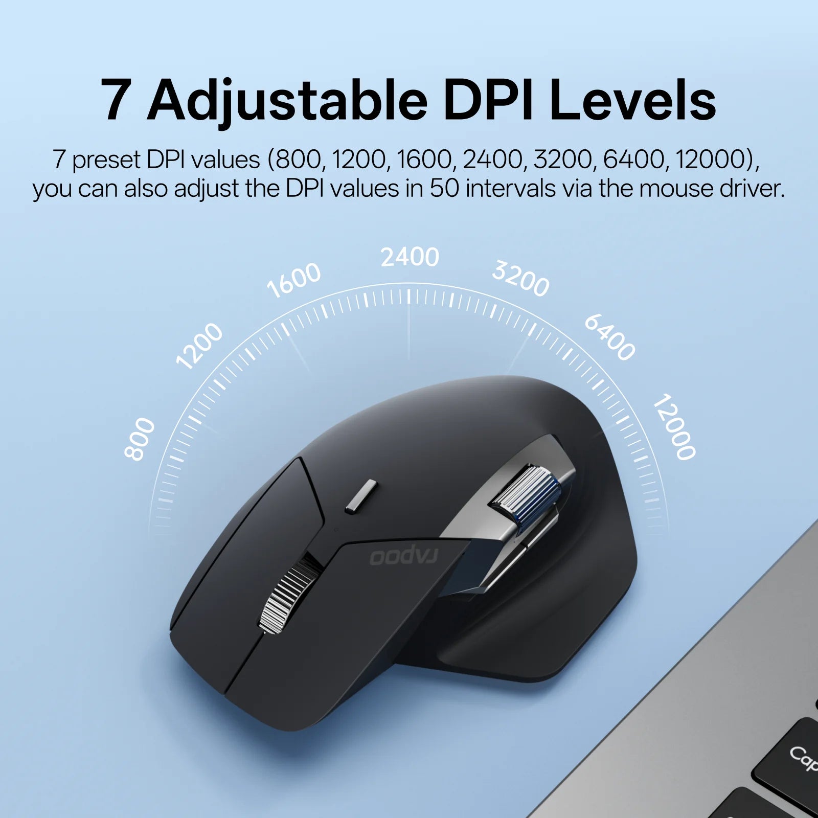 Rapoo MT760PRO Wireless Mouse NearLink + Bluetooth 5.0 Multi-Device 12000 DPI 2K Polling Rate Ergo for Work Gaming Quiet Clicks