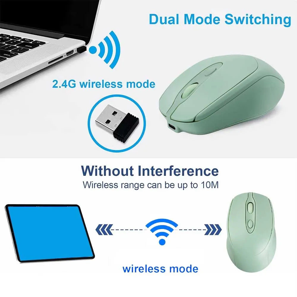 Rechargeable Wireless Gaming Mouse 2.4G Bluetooth-Compatible Wireless Mouse USB Silent Gamer Mice For Computer Laptop Mac Tablet