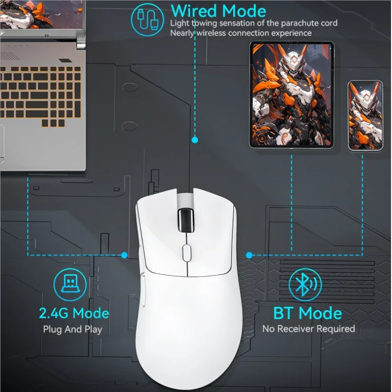 Attack Shark R1 Wireless Gaming Mouse Tri Mode 2.4G Bluetooth Wired 18K DPI 1000Hz PAW3311 Sensor 59g Lightweight Rechargeable