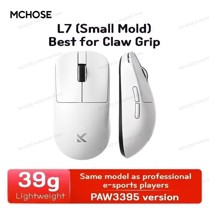 MCHOSE L7 Ultra Wireless Gaming Mouse 39g Lightweight E-Sport 8K Polling Rate Customized Optical Switch PAW3950 Flagship Sensor