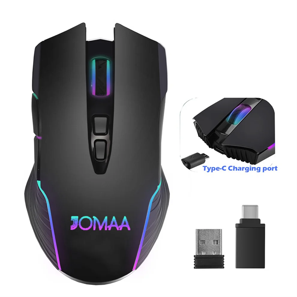 Ergonomic Dual USB-C/USB-A Interface Wired Gaming Mouse with Mouse Jiggler/Backlit,7200DPI Adjustable Optical Mice for Win/Mac