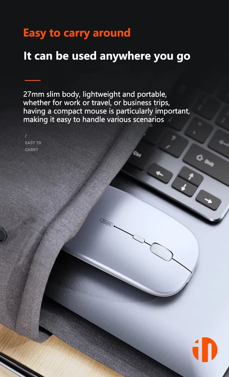 Inphic M1P Rechargeable 2.4G Wireless Mouse Battery Level Display Office Mute Mouse Ultra Thin Portable For Laptop