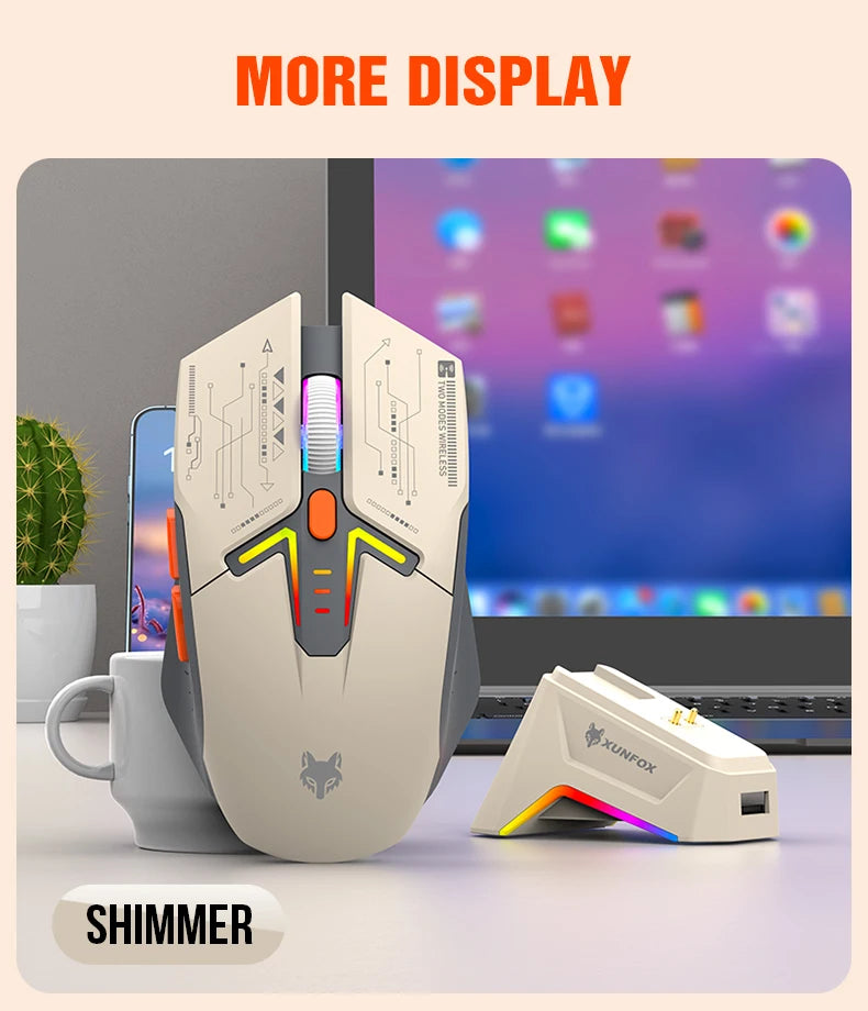 XUNFOX H2 wireless Bluetooth mouse RGB magnetic charging dual-mode e-sports game desktop laptop universal