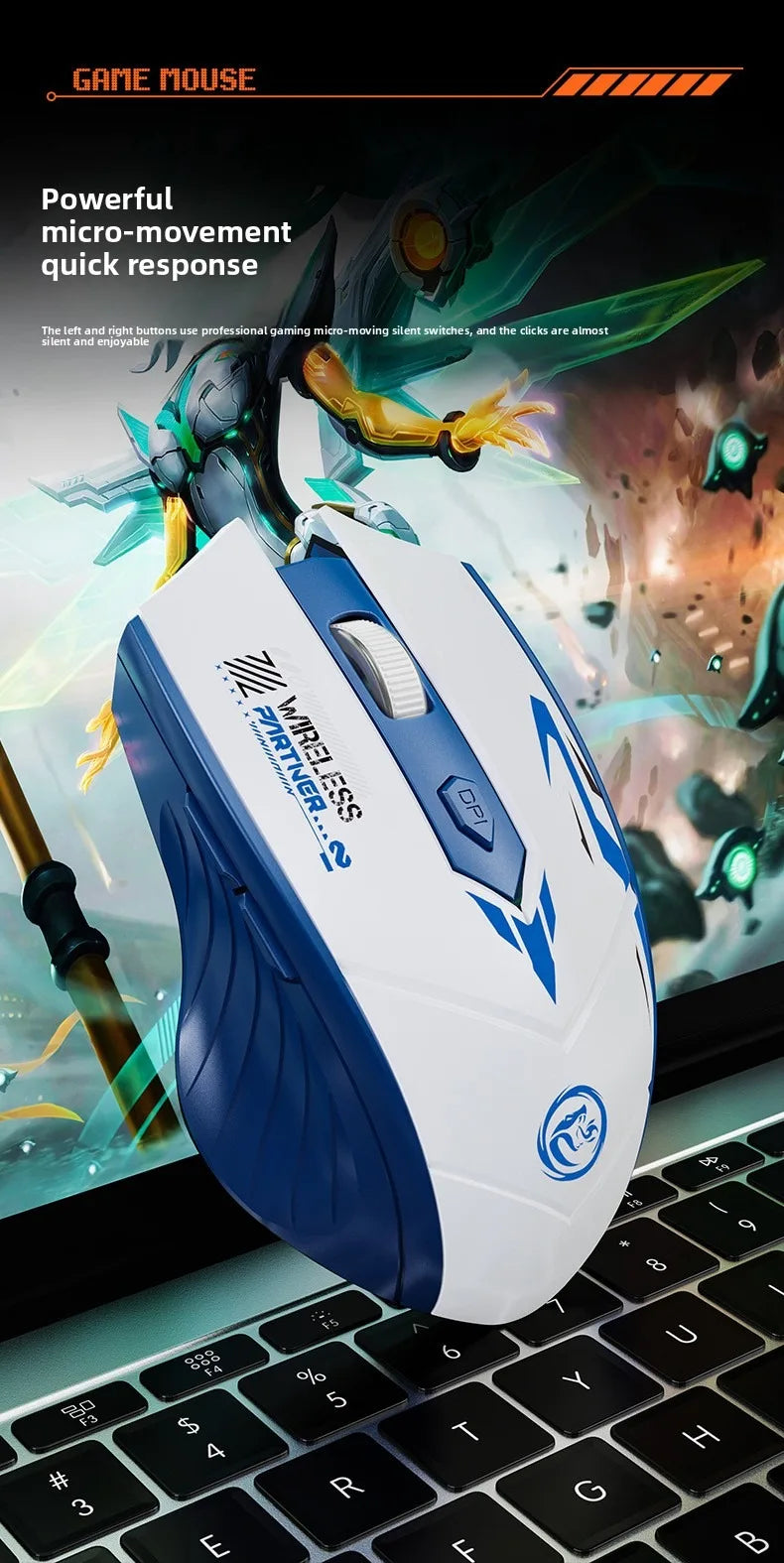 Wireless Mouse Dual Mode 2.4G Bluetooth-compatible Rechargeable Glow Mouse Noiseless Cordless Computer Mice for PC Laptop