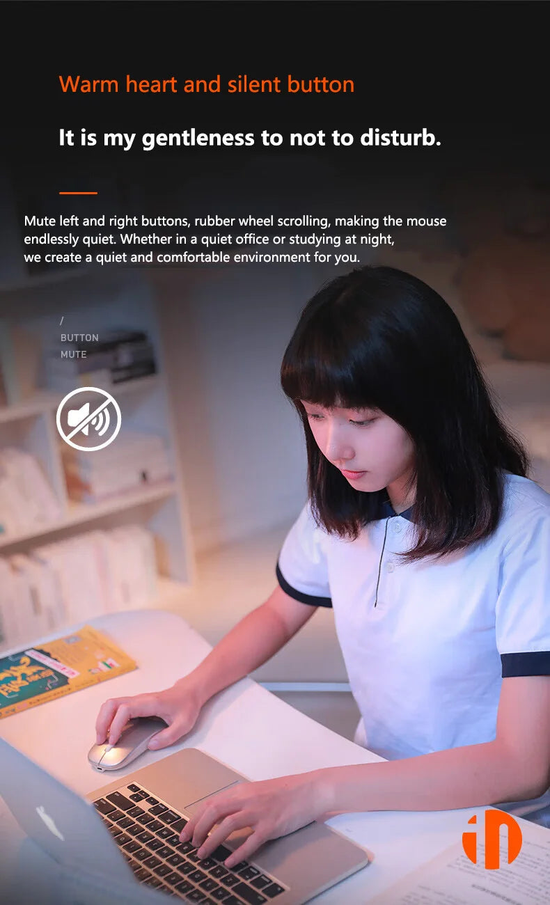 Inphic M1P Rechargeable 2.4G Wireless Mouse Battery Level Display Office Mute Mouse Ultra Thin Portable For Laptop