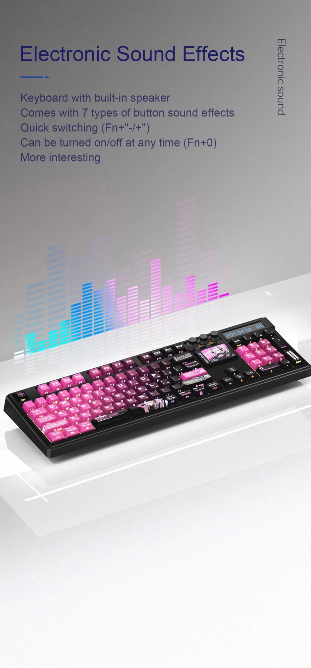 SKYLOONG GK104 Pro Wireless Mechanical Keyboar Full-Size Keyboard Screen&3Knobs RGB Backlit Voice Calculator 8K Polling Rate