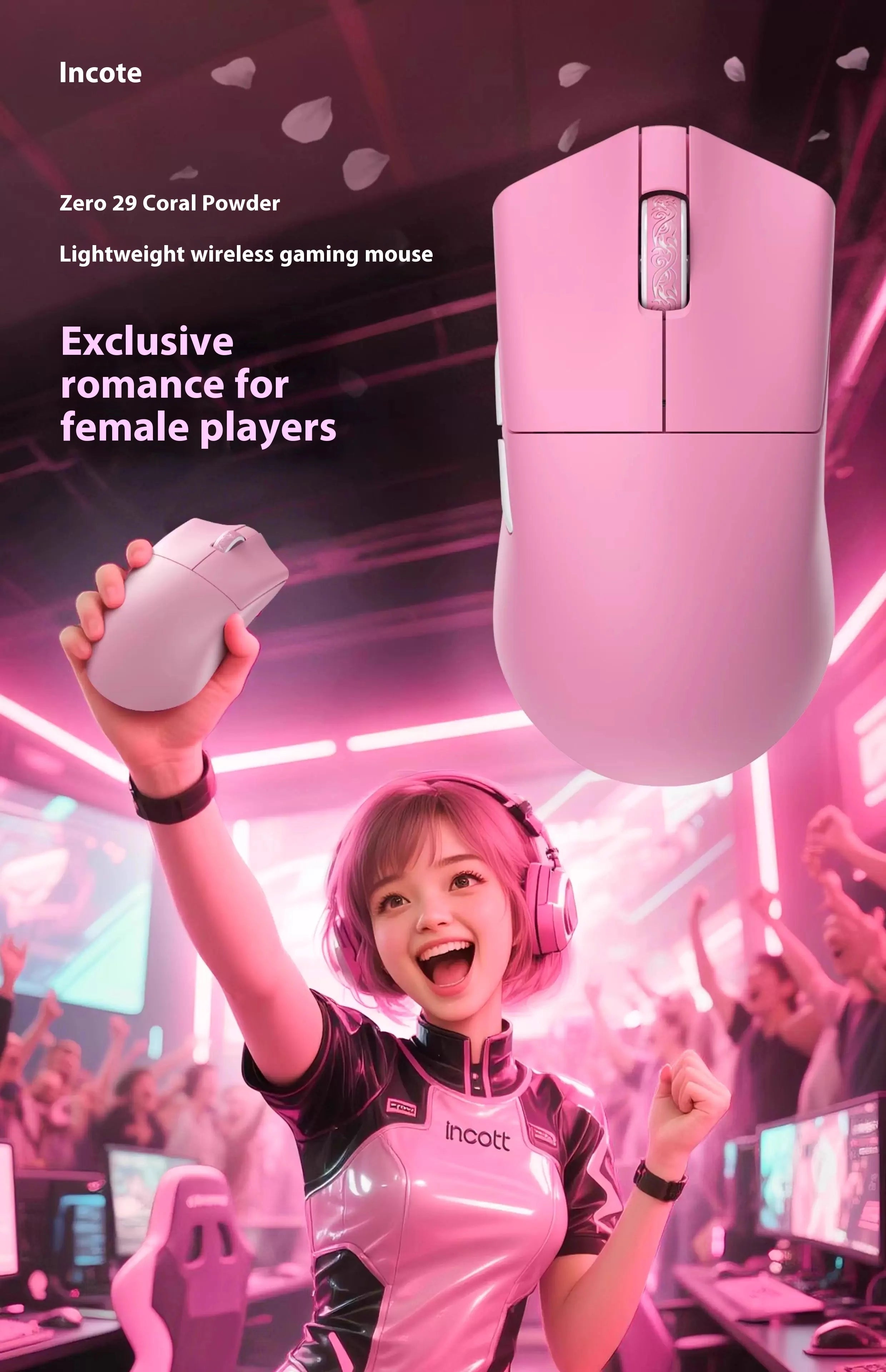 Incott 029 Wireless Mouse 8k Three Mode 2.4g Bluetooth Gaming Mouse Gasket Lightweight Ergonomic Pc Gamer Accessory Mice Gift