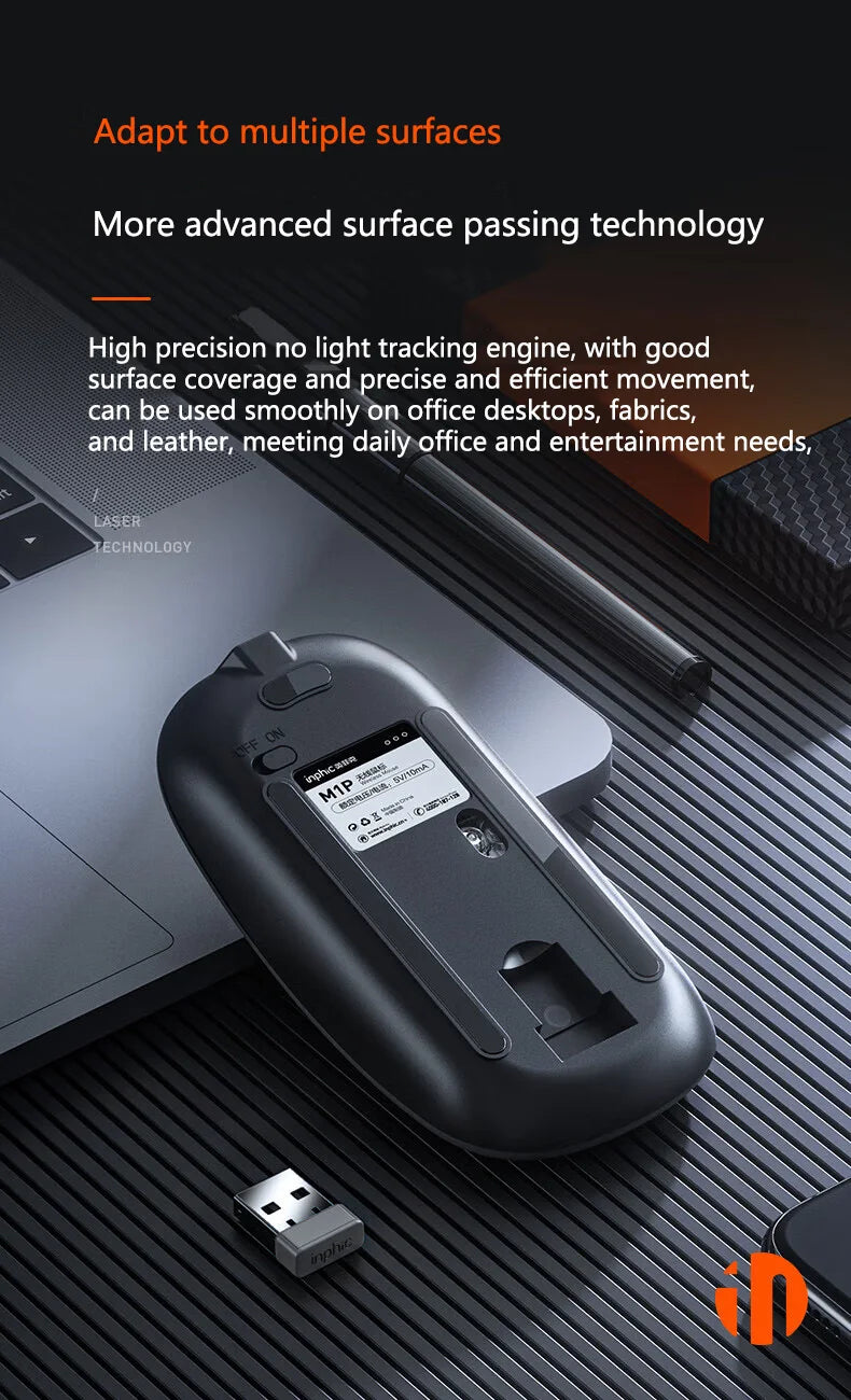 Inphic M1P Rechargeable 2.4G Wireless Mouse Battery Level Display Office Mute Mouse Ultra Thin Portable For Laptop
