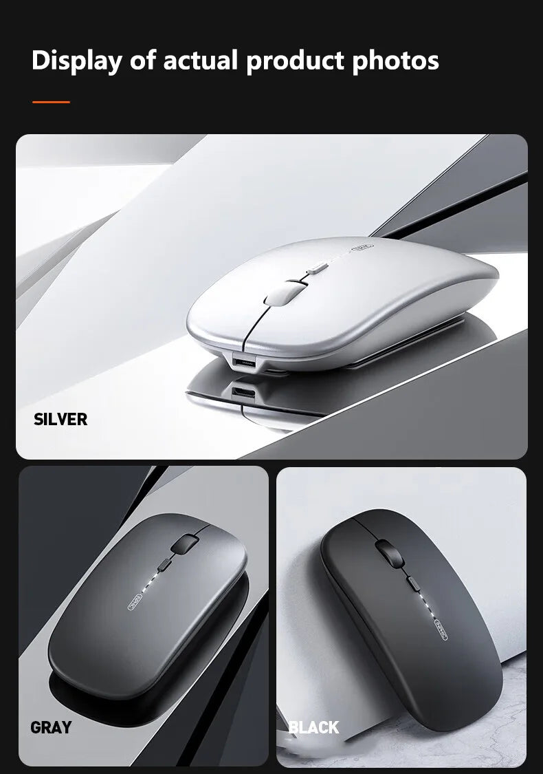 Inphic M1P Rechargeable 2.4G Wireless Mouse Battery Level Display Office Mute Mouse Ultra Thin Portable For Laptop