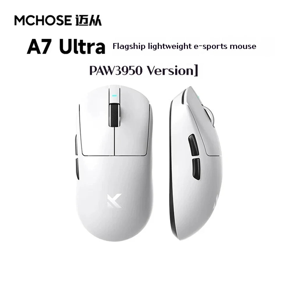 MCHOSE A7 Tri-mode 8k Gaming Mouse Wireless Bluetooth PAW3395 Mice Lightweight Low Delay Mice Laptop Office Custom Accessories