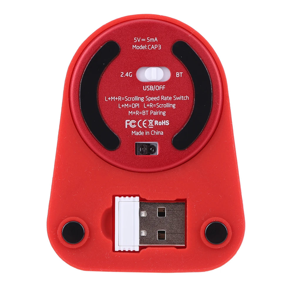 Ultra Thin Wireless Computer Mouse 3 Mode Mini Capacitive Mice BT5.2/2.4G/USB 3 Adjustable DPI w/ Receiver for Laptop PC