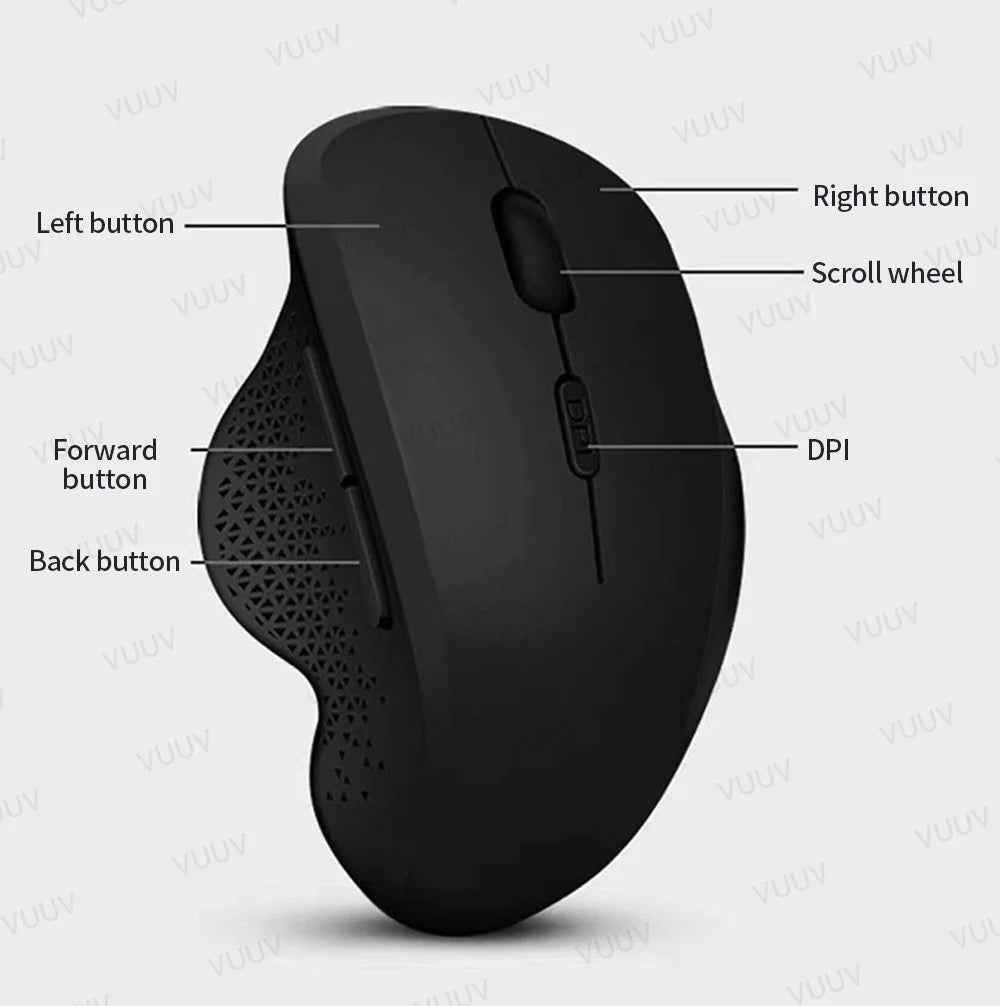 Ergonomic Rechargeable Wireless Bluetooth Mouse for PC Computer Laptop Macbook 1600DPI Dual Mode Mouse for IOS Android Tablet
