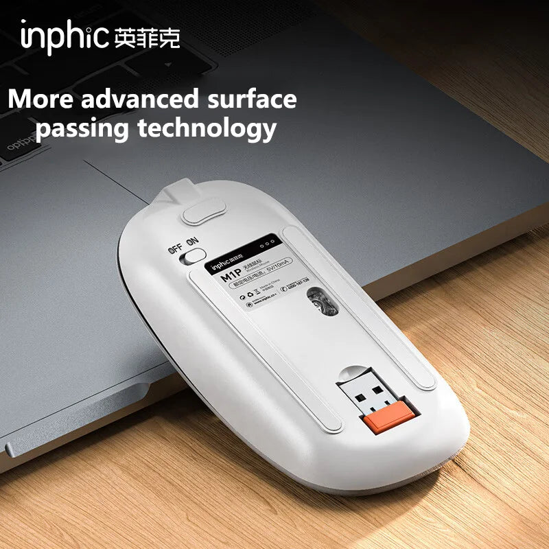Inphic M1P Rechargeable 2.4G Wireless Mouse Battery Level Display Office Mute Mouse Ultra Thin Portable For Laptop