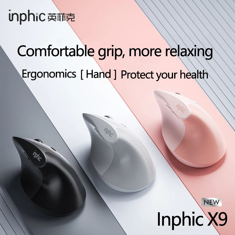 INPHIC X9 Vertical Wireless Mouse Type-C Fast Charging Ergonomic Silent Office Mouse For Laptop Desktop Computer Home