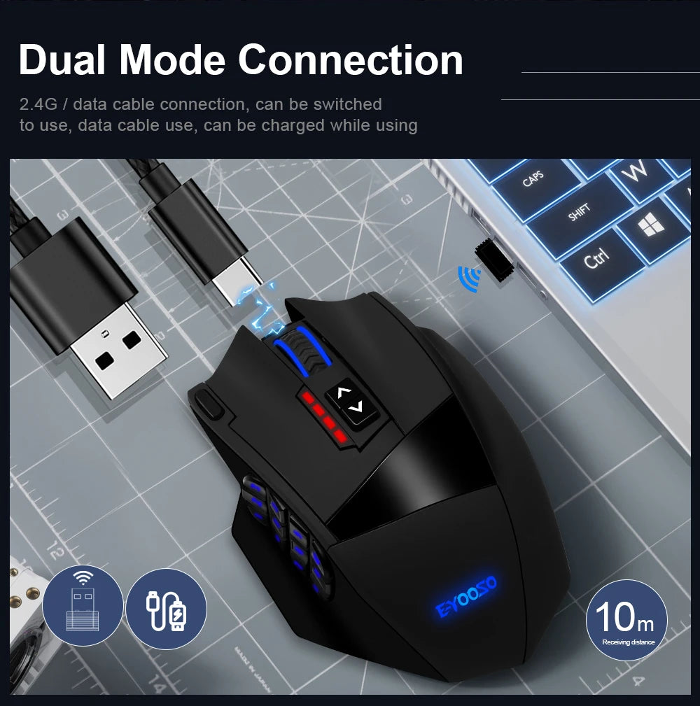 E-YOOSO X-33 RGB USB 2.4G Wireless Gaming Mouse 16000 DPI 16 buttons Programmable game Optical mice for Computer PC Laptop