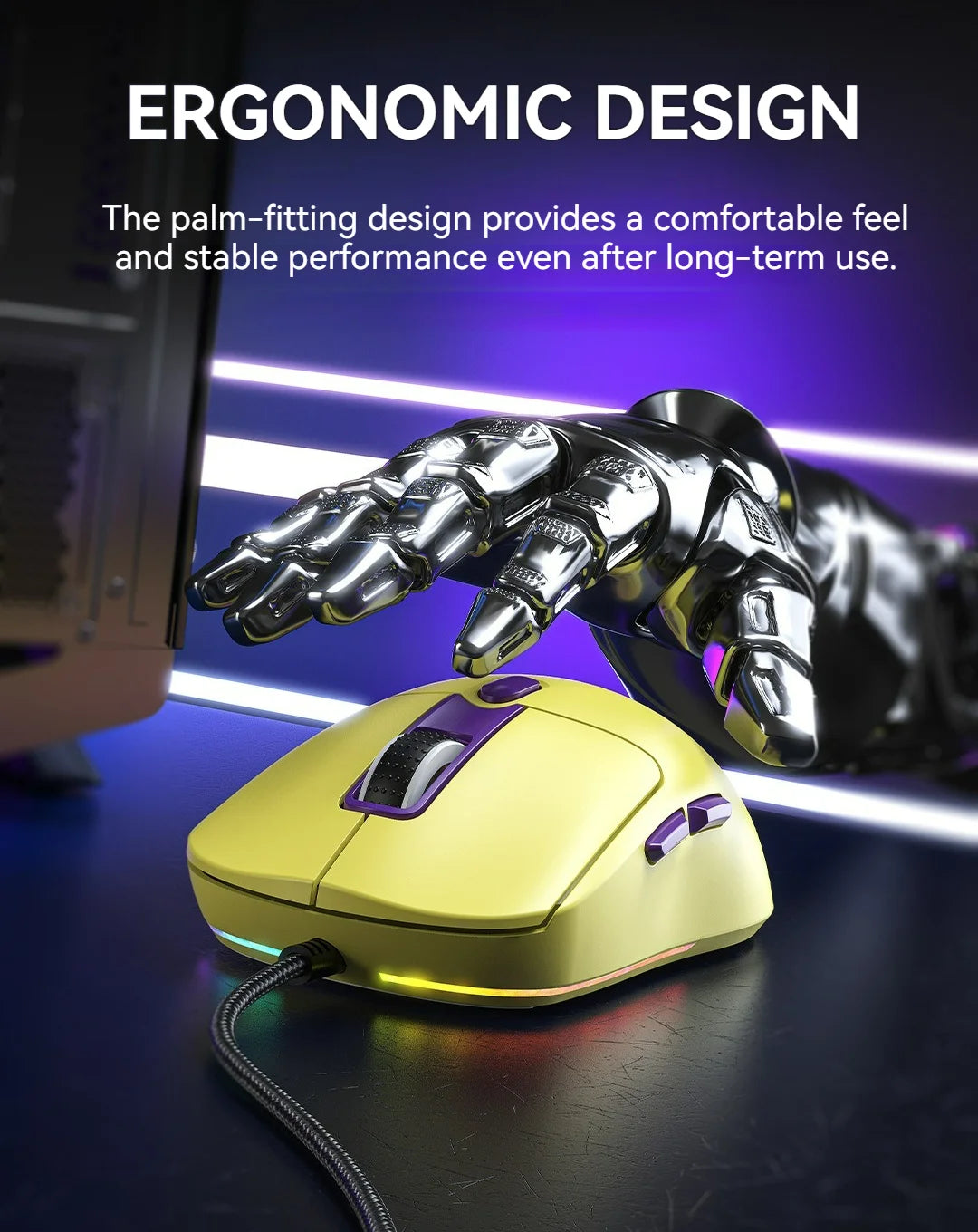 Wired Game Mouse 6 Levels DPI Adjustable Up to 12800DPI Instant A825 Chip RGB Macro Programming Ergonomic Design Universal Mouse