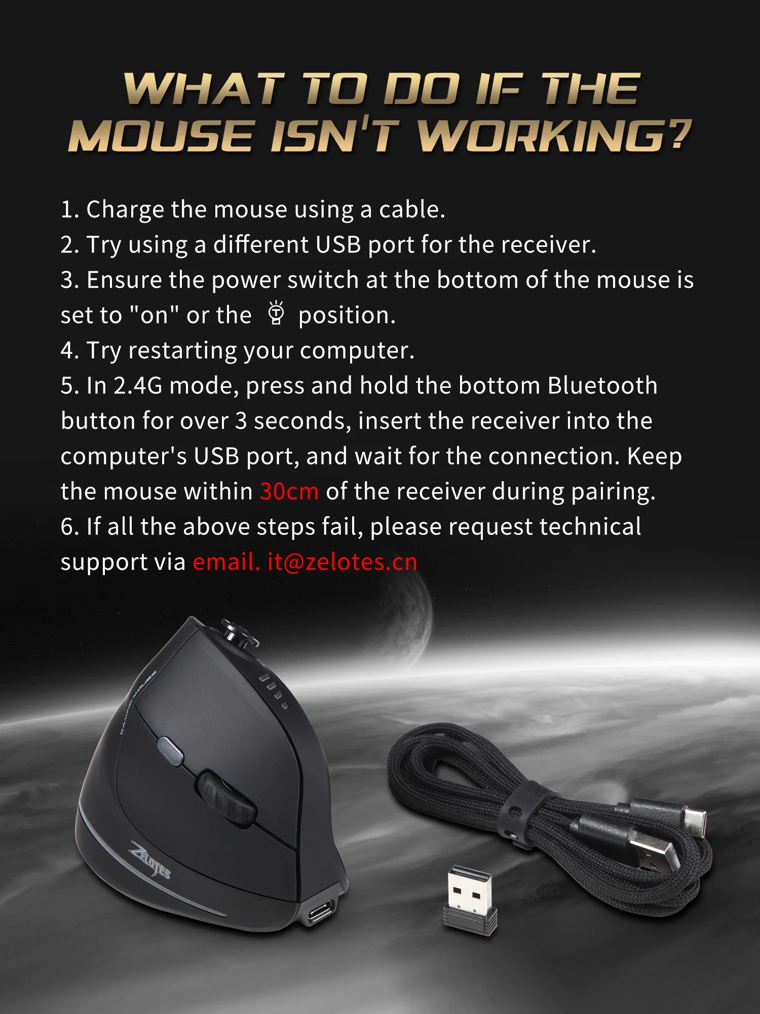 ZELOTES F18 Wireless Mouse Programming Ergonomic Mouse 2.4G Mute 24000 DPI Bluetooth Game Mouse for Laptop PC Computer Desktop