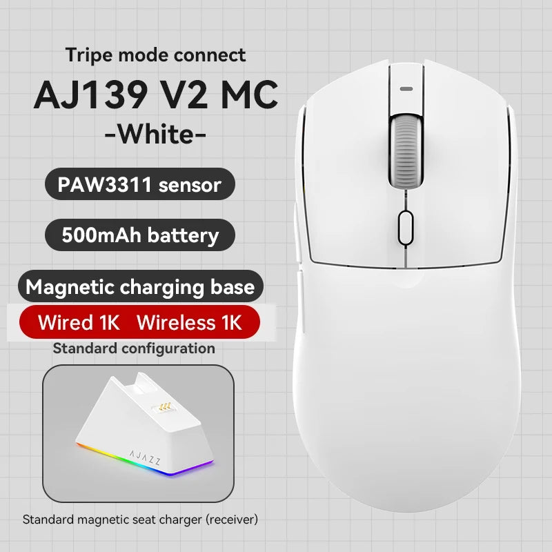 AJAZZ AJ139Pro/AJ139V2MC wireless mouse PMW3395/PAW3311 chipset 12000-26000dpi professional gaming mouse