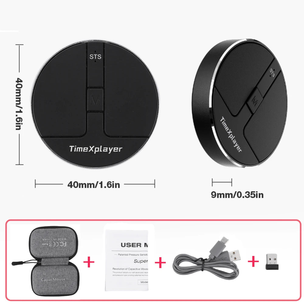 Ultra Thin Wireless Computer Mouse 3 Mode Mini Capacitive Mice BT5.2/2.4G/USB 3 Adjustable DPI w/ Receiver for Laptop PC