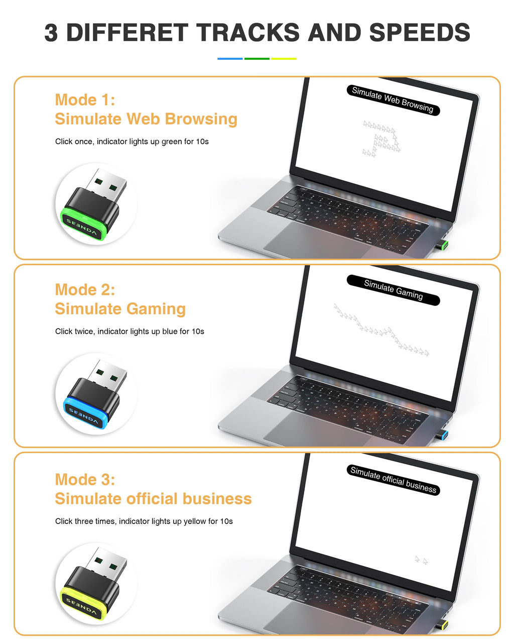 Undetectable Mouse Mover Keeps Computer Awake Simulate Mouse USB Mouse Jiggler Seenda Computer Accessories