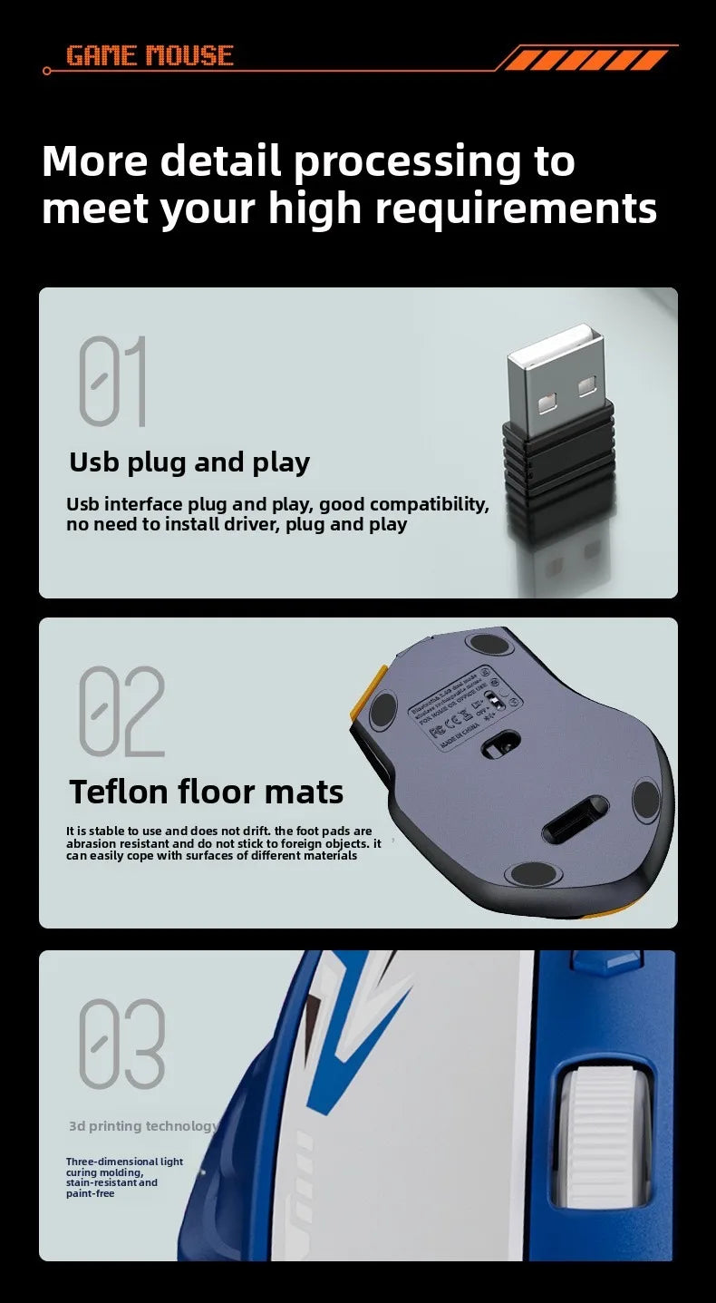 Wireless Mouse Dual Mode 2.4G Bluetooth-compatible Rechargeable Glow Mouse Noiseless Cordless Computer Mice for PC Laptop