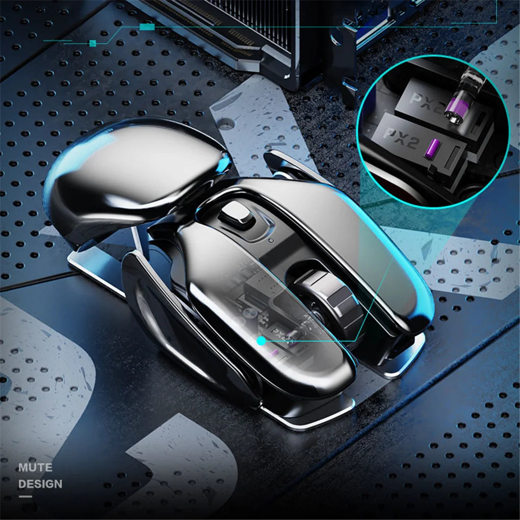PX2 Metal 2.4G Wireless Mute 1600DPI Mouse 6 Buttons for PC Laptop Computer Gaming Office Home Aluminum Lightweight Mouse
