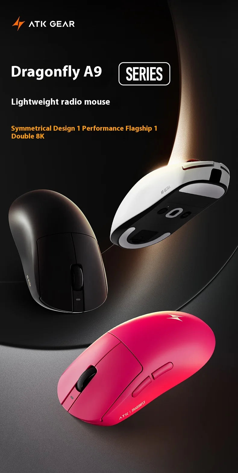 ATK Dragonfly A9 Plus/Pro Wireless Gaming Mouse Gaming Office Mouse  Starlight Trimode  Lightweight  Symmetrical FPS/MOBA  Gift