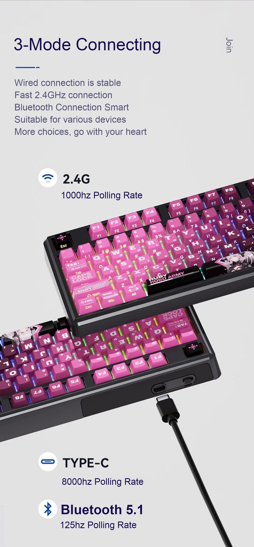 SKYLOONG GK104 Pro Wireless Mechanical Keyboar Full-Size Keyboard Screen&3Knobs RGB Backlit Voice Calculator 8K Polling Rate