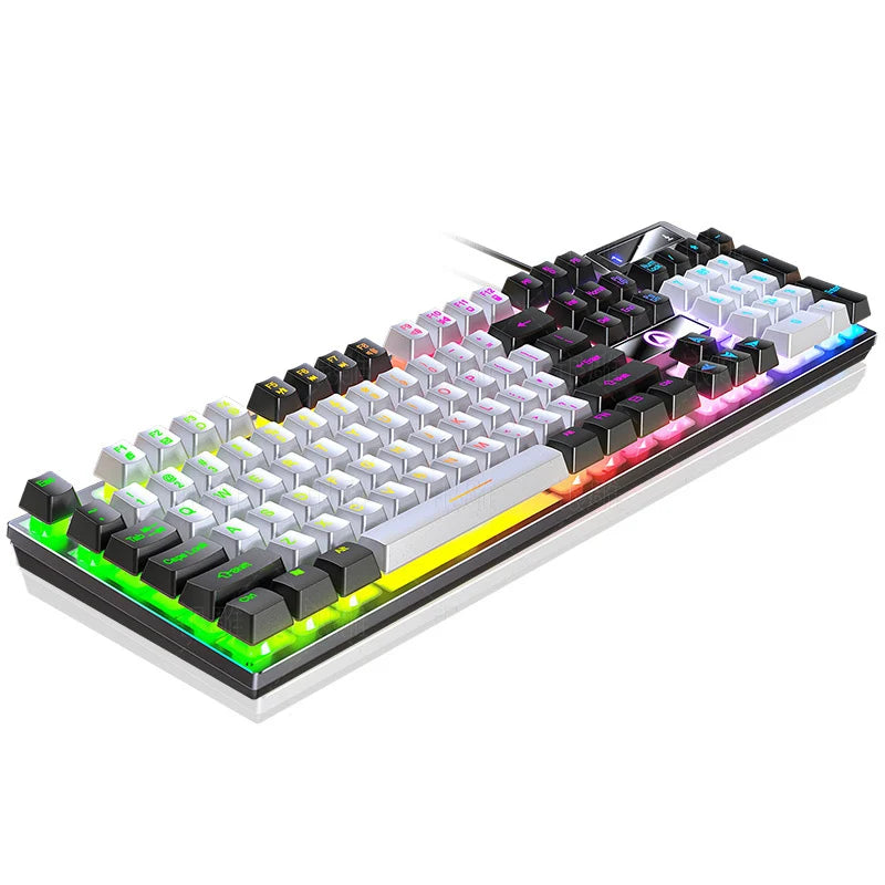 K500 Gaming Wired Mechanical Keyboard Luminous Color Blocking Ergonomic Conflict-free Buttons Pc Desktop Computer Accessories