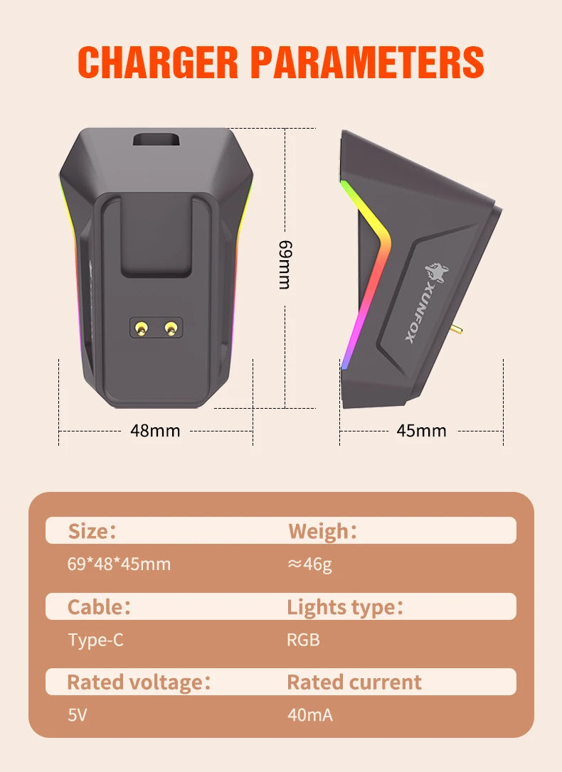 XUNFOX H2 wireless Bluetooth mouse RGB magnetic charging dual-mode e-sports game desktop laptop universal