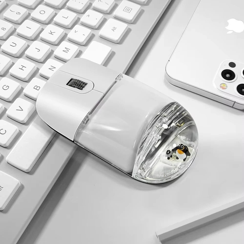 Frutiger Aero Aqua Liquid Mouse Cute Floating Aquarium Animal 2.4G+Bluetooth Wireless Optical Ocean Doll Mice PC Accessories