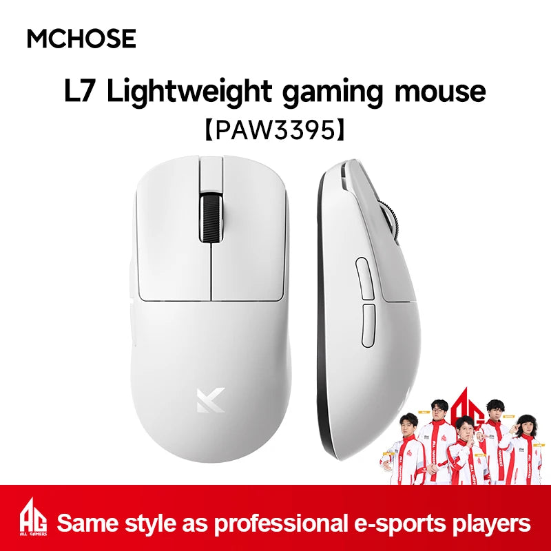 MCHOSE L7 Ultra Wireless Gaming Mouse 39g Lightweight E-Sport 8K Polling Rate Customized Optical Switch PAW3950 Flagship Sensor