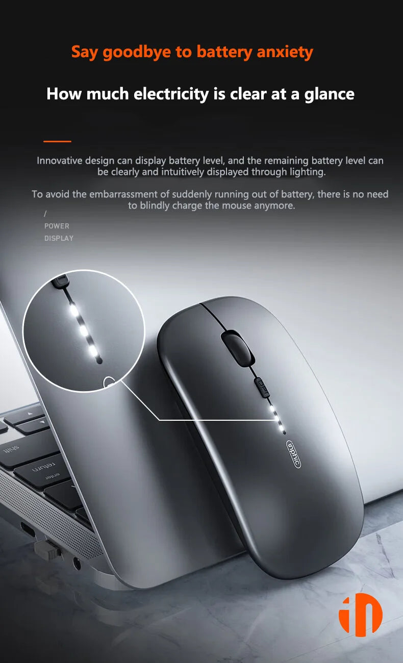 Inphic M1P Rechargeable 2.4G Wireless Mouse Battery Level Display Office Mute Mouse Ultra Thin Portable For Laptop