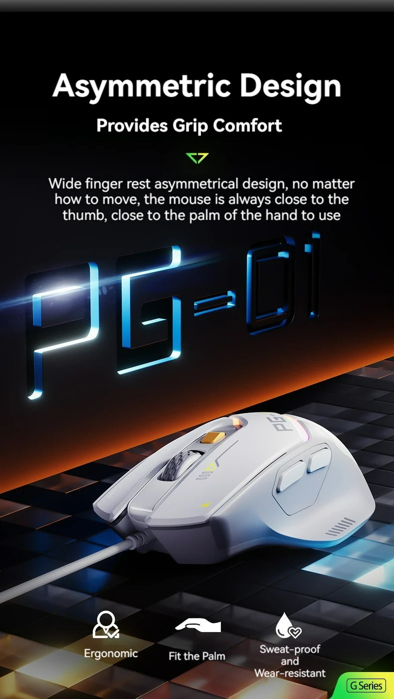 Inphic Pg1 Wired Mouse Gaming Mouse RGB Light Emitting   Macro Programming 12800DPI  6 Keys Computer Mouse 1000hz Polling Rate