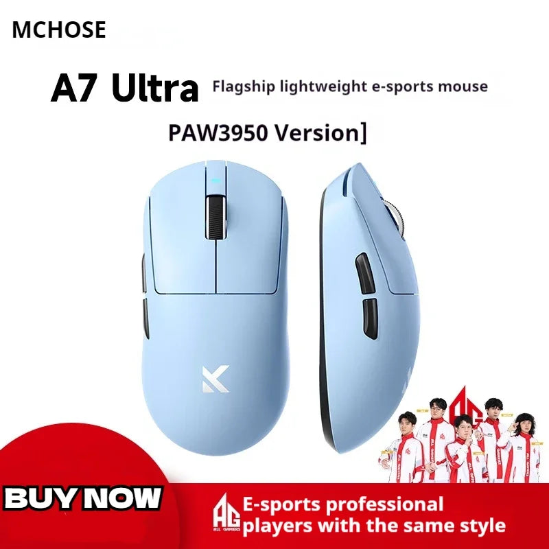 MCHOSE A7 Tri-mode 8k Gaming Mouse Wireless Bluetooth PAW3395 Mice Lightweight Low Delay Mice Laptop Office Custom Accessories