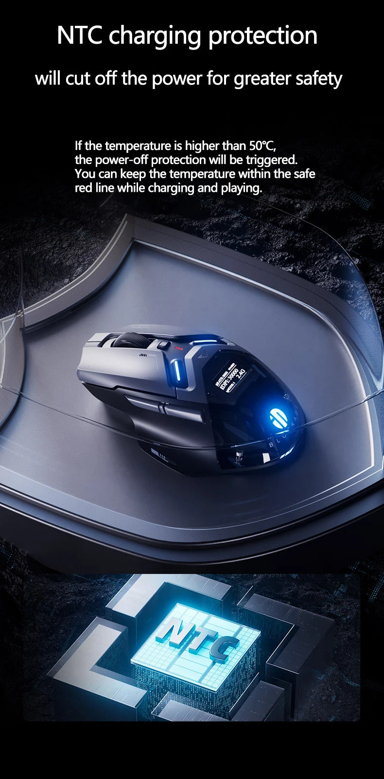 Inphic IN9 Ultra Gaming Mouse PAW3950 Sensor Vibration Feedback OLED Screen Intelligent Display Wireless Mouse Boyfriend's Gift