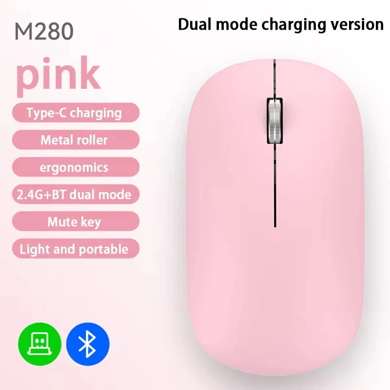 Xiaomi Bluetooth Wireless Mouse Dual Mode DPI Adjustable 2.4G Type-C Rechargeable Silent Ergonomic Morandi Portable Office Mouse