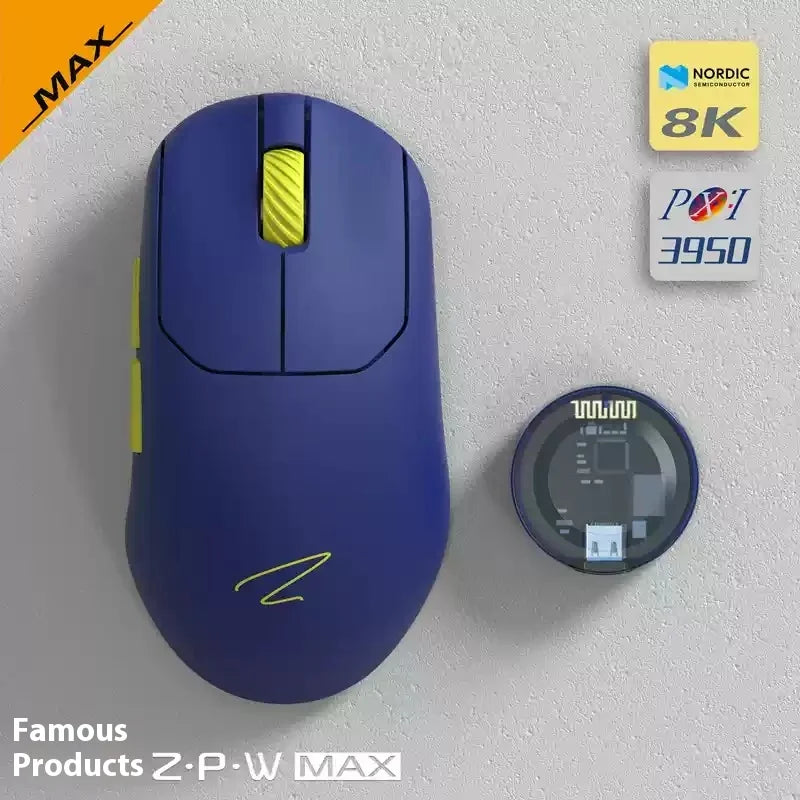 ZAOPIN ZPW Max Wireless Tri-mode Mouse Lightweight Nordic 52840 PAW3395 PAW3950 8K Receiver Custom PC Esports Laptop Gaming Mice