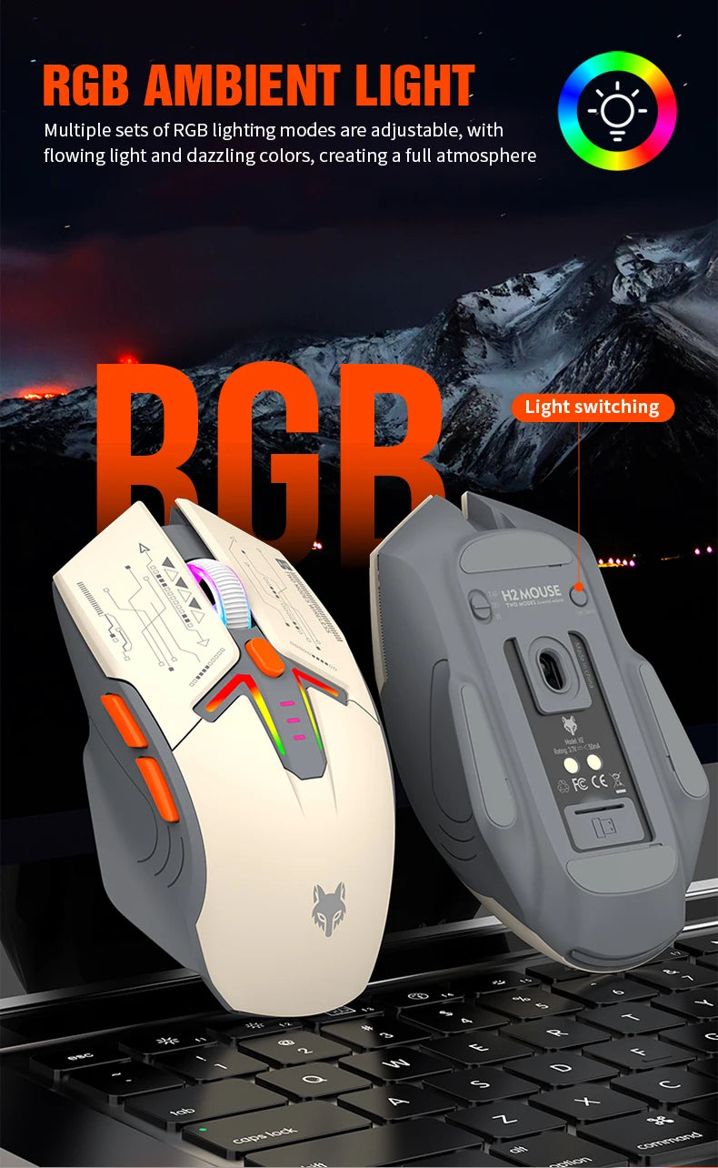 XUNFOX H2 wireless Bluetooth mouse RGB magnetic charging dual-mode e-sports game desktop laptop universal