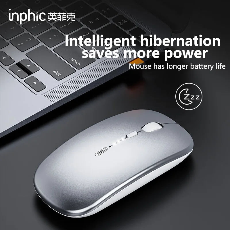 Inphic M1P Rechargeable 2.4G Wireless Mouse Battery Level Display Office Mute Mouse Ultra Thin Portable For Laptop