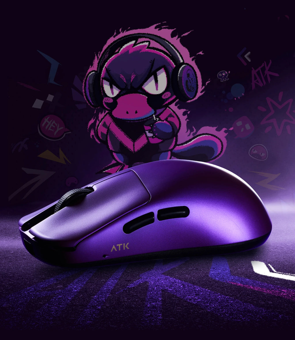 NEW Atk DUCKBILL Ultra Lightweight PAW3950 Wireless Gaming Mouse Esports Dual-Mode Ergonomic Long-Lasting Battery RGB Mouse