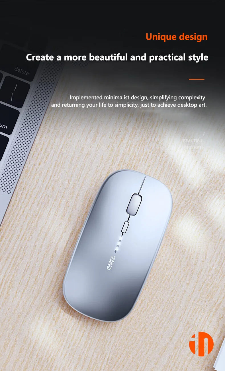 Inphic M1P Rechargeable 2.4G Wireless Mouse Battery Level Display Office Mute Mouse Ultra Thin Portable For Laptop